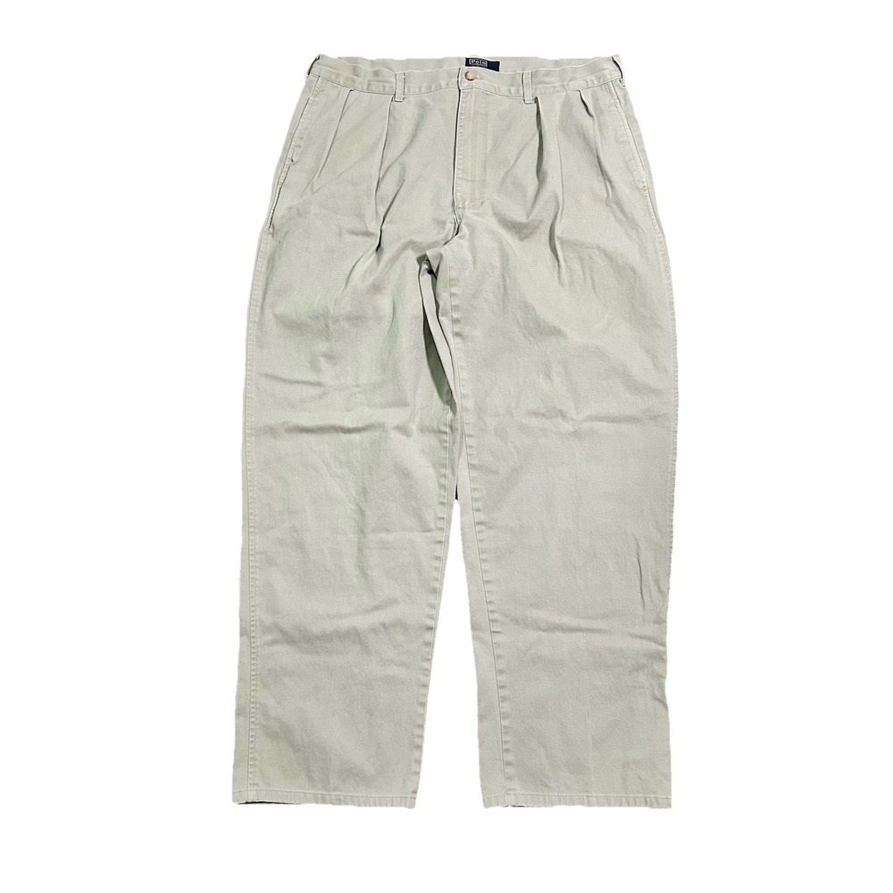 Polo Ralph Lauren Pleated Chino Pants Mens 36x29 Tan Khaki Made in USA Vintage